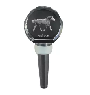 Percheron - Crystal bottle stopper with horse, unique wine stopper with photo, personalised gift for sommelier by Art-Dog brand