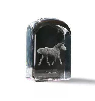 Percheron - un cube de cristal avec une photo, une photo de cheval dans le cristal, un presse-papiers cubique de la marque Art-Dog
