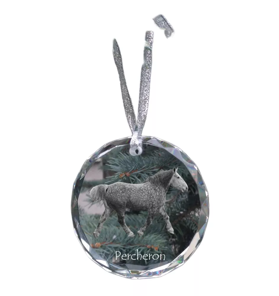 Percheron - boule de Noël en cristal avec une photo, photo de cheval dans le cristal, décoration personnalisée pour sapin de Noël de la marque Art-Dog