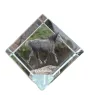 Percheron - crystal cube with a horse picture, horse picture in crystal, cubic paperweight from Art-Dog brand