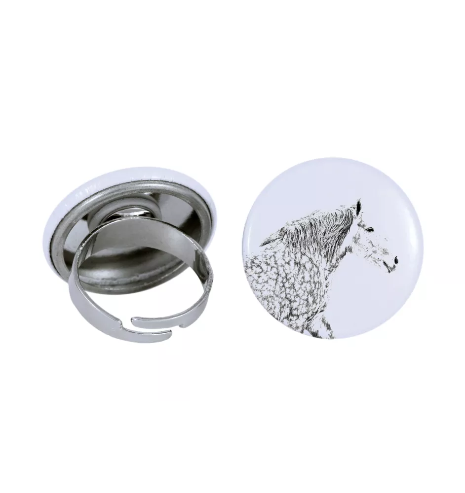 Percheron - Bague de collection avec l'image d'un cheval, produit fait à la main, marque Art-Dog