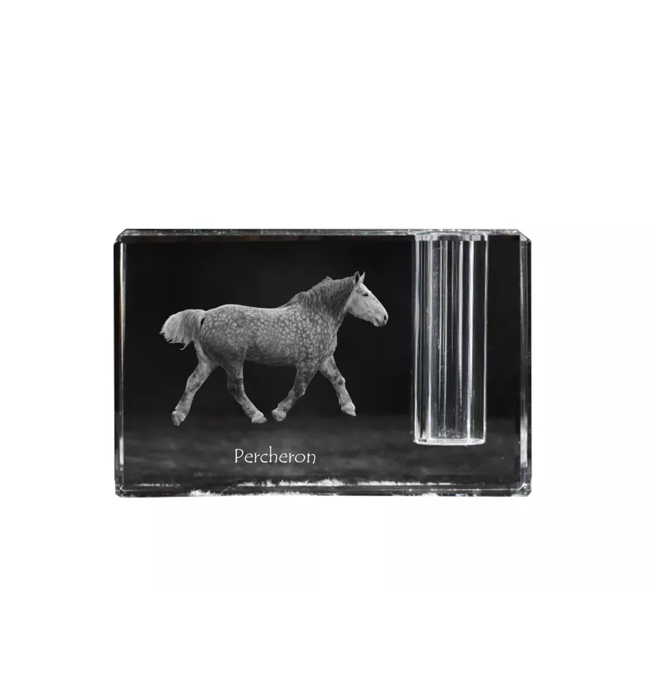 Percheron - Pen stand, crystal organiser with picture of a horse, unique desk decoration by Art-Dog brand
