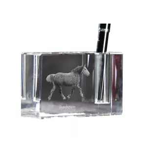 Percheron - Pen stand, crystal organiser with picture of a horse, unique desk decoration by Art-Dog brand