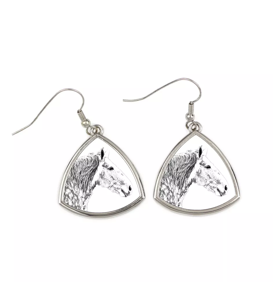 Percheron - Pferdeohrringe, hängende Ohrringe mit einem Bild, personalisierter Schmuck mit dem Aufdruck der Marke Art-Dog