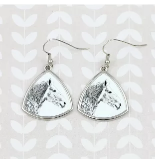 Percheron - boucles d'oreilles avec un cheval, boucles d'oreilles pendantes avec une image, bijoux personnalisés avec l'impression de la marque Art-Dog
