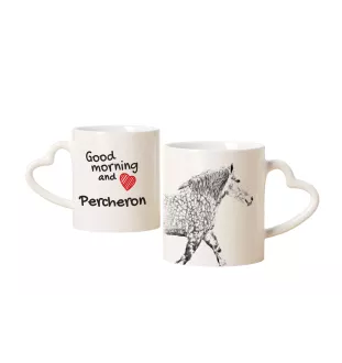 Percheron - cup with a dog, adorable cup with a heart-shaped handle, universal gift from the Art-Dog brand