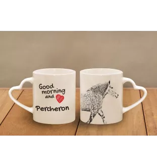 Percheron - cup with a dog, adorable cup with a heart-shaped handle, universal gift from the Art-Dog brand
