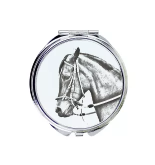 Paso Fino - Taschenspiegel mit Pferd, personalisierter Taschenspiegel, kompakter Spiegel mit Art-Dog-Logo