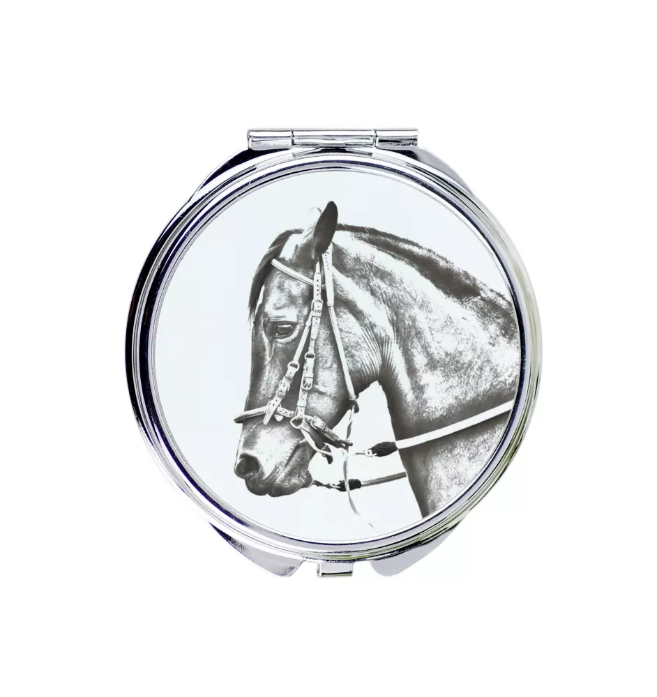 Paso Fino - pocket mirror with a horse, personalized mirror for a purse, compact mirror with Art-Dog brand print