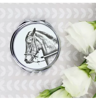 Paso Fino - Taschenspiegel mit Pferd, personalisierter Taschenspiegel, kompakter Spiegel mit Art-Dog-Logo