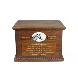 Selle Francais - urn for horse ashes, personalized urn with a photo, large box for horse ashes by Art-Dog brand