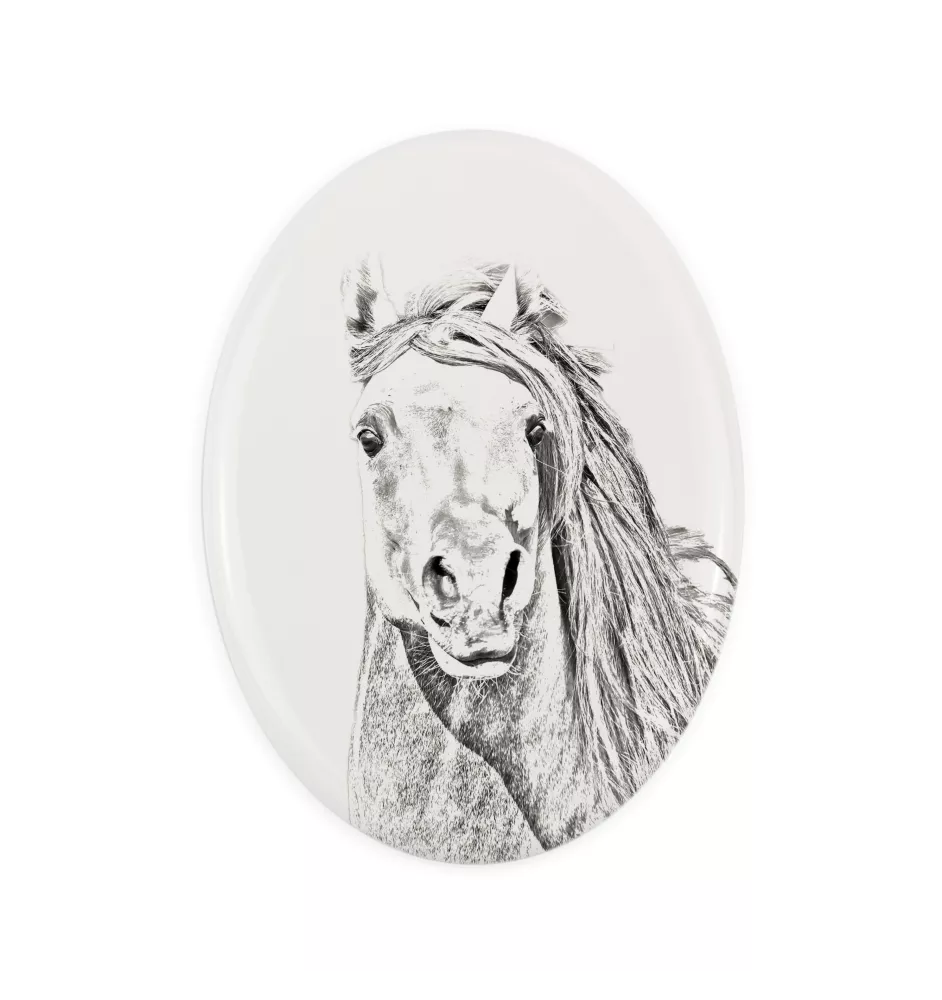 Pintabian - commemorative plaque with a photo of a horse, tombstone plaque with a print, personalized oval plaque by Art-Dog brand
