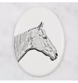 Retired Race Horse - commemorative plaque with a photo of a horse, tombstone plaque with a print, personalized oval plaque by Art-Dog brand