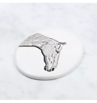 Retired Race Horse - commemorative plaque with a photo of a horse, tombstone plaque with a print, personalized oval plaque by Art-Dog brand