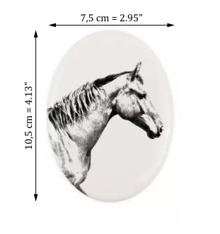 Selle Français - une plaque commémorative avec une photo de cheval, une plaque funéraire avec une impression, une plaque ovale personnalisée de la marque Art-Dog