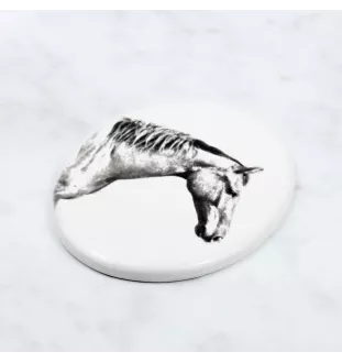 Selle Francais - commemorative plaque with a photo of a horse, tombstone plaque with a print, personalized oval plaque by Art-Dog brand