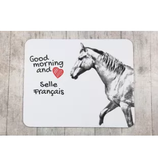 Selle Français - tapis de souris imprimé, tapis de souris personnalisé avec un cheval, un gadget unique pour un employé de bureau de la marque Art-Dog