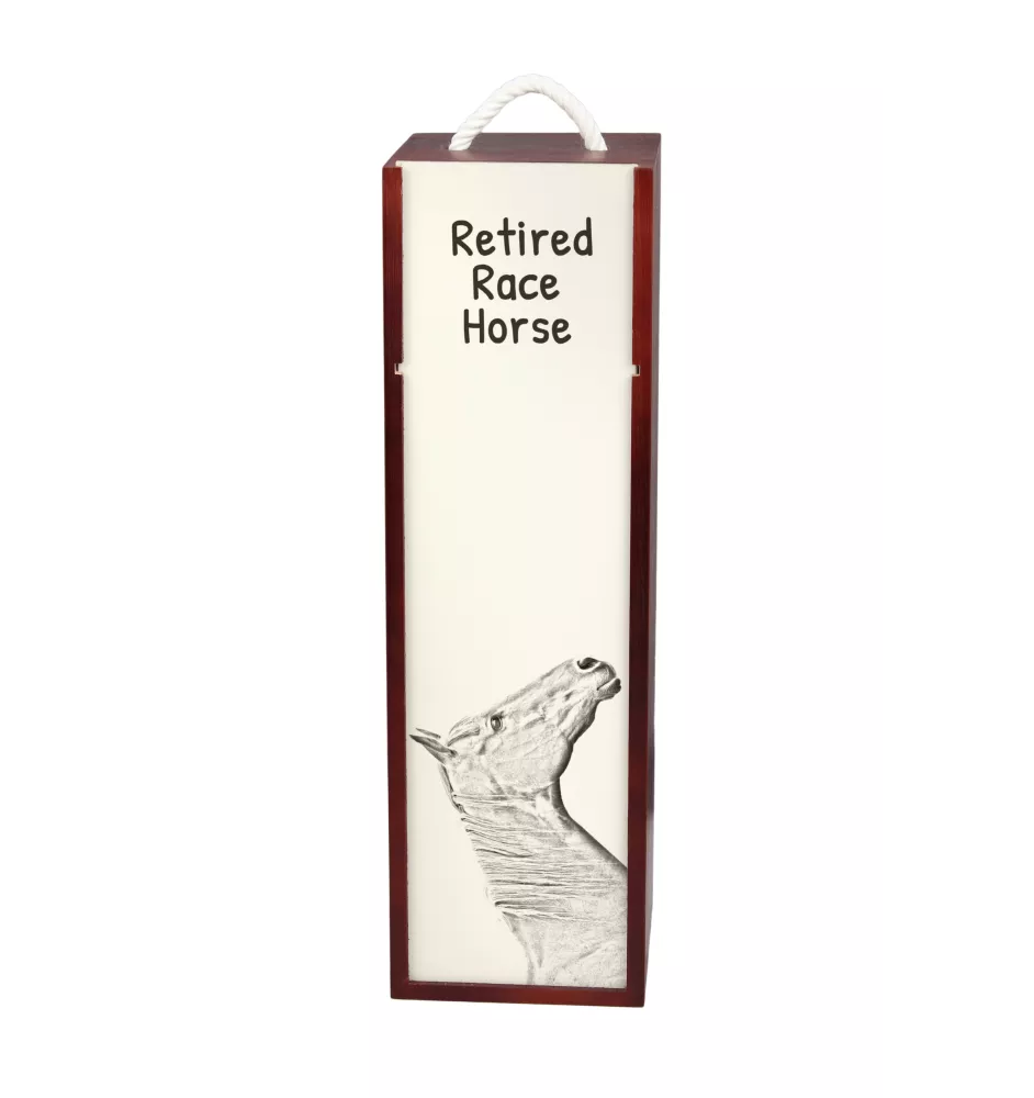 Rennpferd im Ruhestand - Weinkiste mit Pferd, Alkoholkiste mit Grafik, personalisierte Geschenkbox der Marke Art-Dog