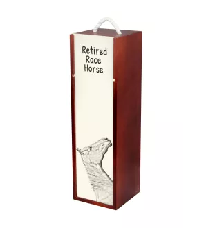 Retired Race Horse - wine box with a horse, alcohol box with graphics, personalized gift box from the Art-Dog brand
