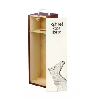 Cheval de course à la retraite - boîte à vin avec un cheval, boîte à alcool avec une illustration, boîte cadeau personnalisée de la marque Art-Dog