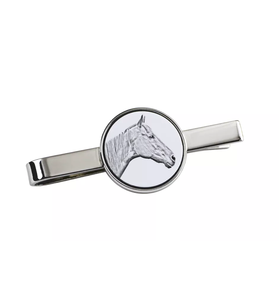 Retired Race Horse - tie clip with a horse, personalized tie clip, a unique gift for a man from the Art-Dog brand
