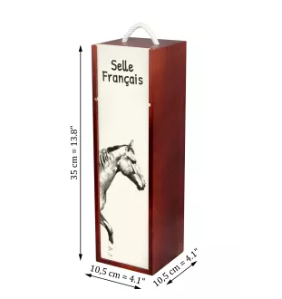 Selle Francais - wine box with a horse, alcohol box with graphics, personalized gift box from the Art-Dog brand