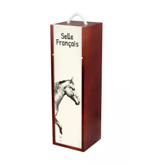 Selle Francais - wine box with a horse, alcohol box with graphics, personalized gift box from the Art-Dog brand