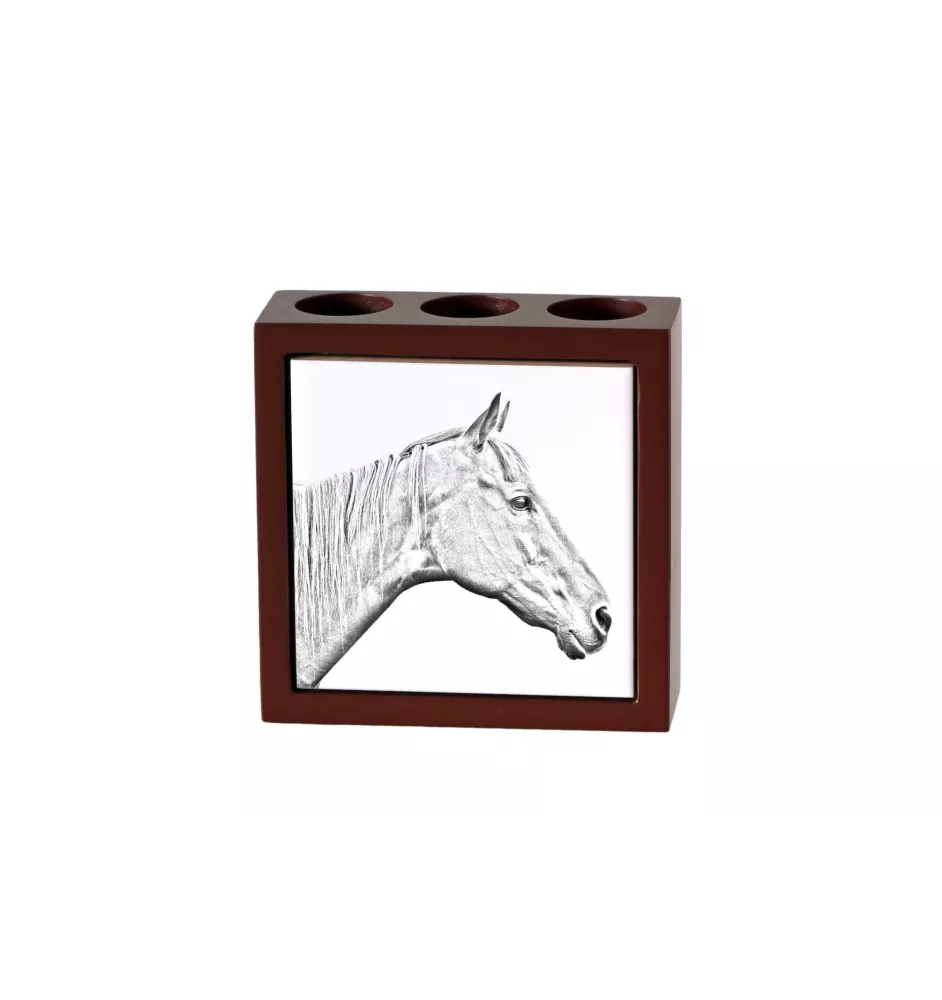 Retired Race Horse - pen holder with a horse, desk organizer with a print, personalized desk decoration from the Art-Dog brand