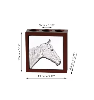 Retired Race Horse - pen holder with a horse, desk organizer with a print, personalized desk decoration from the Art-Dog brand