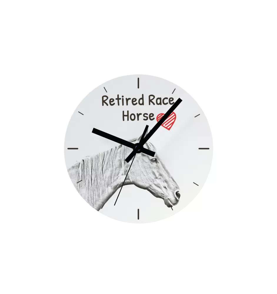 Rennpferd im Ruhestand - Wanduhr mit Pferd, Uhr mit Druck für das Regal, personalisierte Hausdekoration der Marke Art-Dog