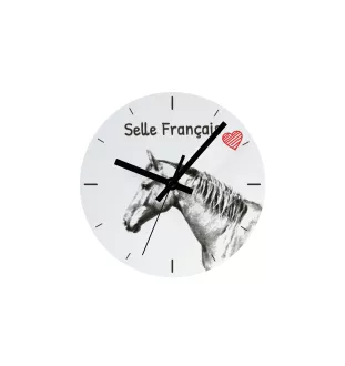 Selle Francais - Wanduhr mit Pferd, Uhr mit Druck für das Regal, personalisierte Hausdekoration der Marke Art-Dog