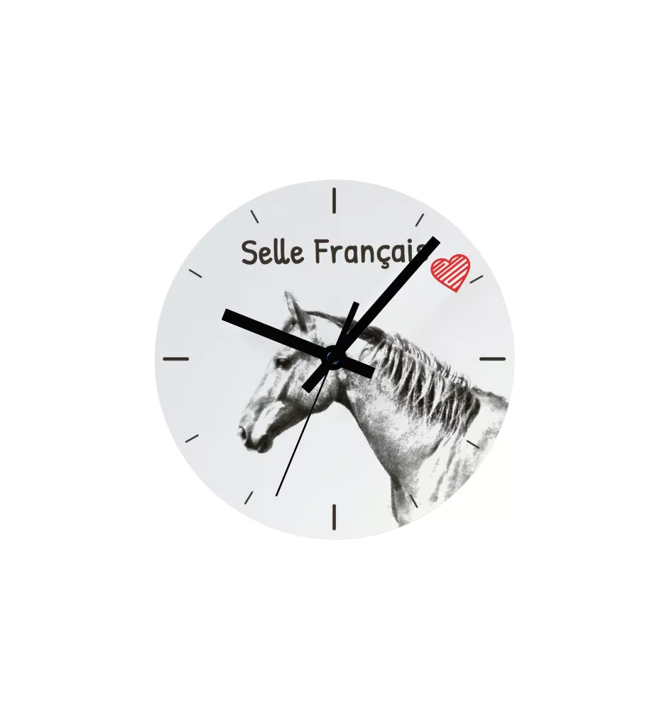 Selle Français - horloge murale avec cheval, horloge de table avec impression, décoration personnalisée de la maison de la marque Art-Dog