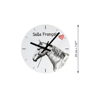 Selle Francais - wall clock with a horse, shelf clock with a print, personalized home decoration from the Art-Dog brand
