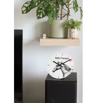Selle Francais - wall clock with a horse, shelf clock with a print, personalized home decoration from the Art-Dog brand