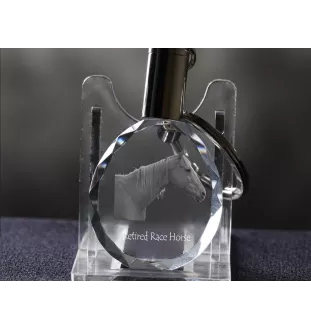 Rennpferd im Ruhestand - pendant with a picture of a horse, crystal key ring in a gift box, unique gift by Art-Dog brand