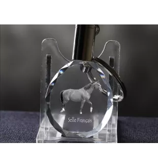 Selle Francais - pendant with a picture of a horse, crystal key ring in a gift box, unique gift by Art-Dog brand