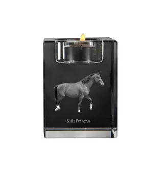 Selle Francais - Candle holder with picture of a horse, crystal tealight holder, personalised gift by Art-Dog brand