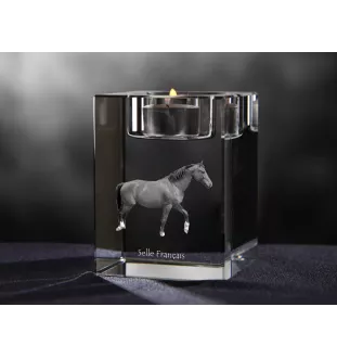 Selle Francais - Candle holder with picture of a horse, crystal tealight holder, personalised gift by Art-Dog brand