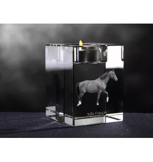 Selle Francais - Candle holder with picture of a horse, crystal tealight holder, personalised gift by Art-Dog brand