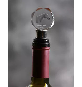 Retired Race Horse - Bottle stopper, crystal wine stopper with picture of a horse, personalised gift for bartender by Art-Dog brand