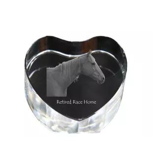 Rennpferd im Ruhestand - Pferdefoto im Kristall, Kristallherz, einzigartiger Bilderrahmen der Marke Art-Dog