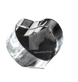 Rennpferd im Ruhestand - Pferdefoto im Kristall, Kristallherz, einzigartiger Bilderrahmen der Marke Art-Dog