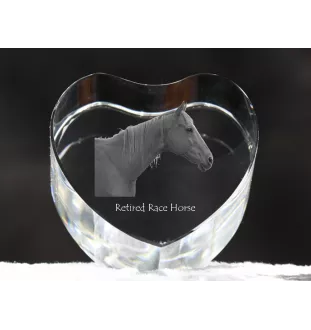 Rennpferd im Ruhestand - Pferdefoto im Kristall, Kristallherz, einzigartiger Bilderrahmen der Marke Art-Dog