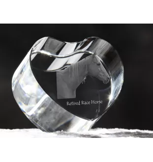 Cheval de course à la retraite - une photo de cheval dans un cristal, un cœur en cristal, un cadre exceptionnel avec une photo de la marque Art-Dog