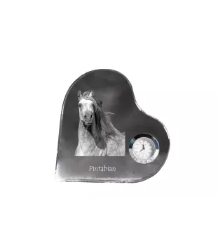 Pintabian - crystal clock with a picture of a horse, heart-shaped shelf clock, personalized standing clock by Art-Dog brand