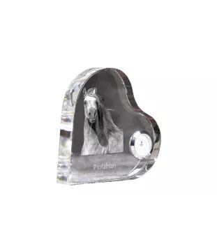 Pintabian - horloge en cristal avec une photo de cheval, horloge de table en forme de cœur, horloge debout personnalisée de la marque Art-Dog