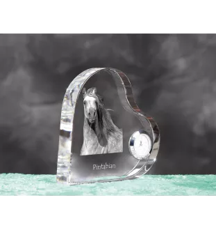 Pintabian - crystal clock with a picture of a horse, heart-shaped shelf clock, personalized standing clock by Art-Dog brand