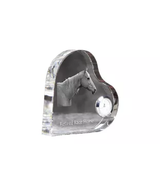 Rennpferd im Ruhestand - Kristalluhr mit einem Pferdebild, Herzregal-Uhr, personalisierte Standuhr der Marke Art-Dog