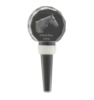 Cheval de course à la retraite - Bouchon de bouteille en cristal avec cheval, bouchon de vin unique avec photo, cadeau personnalisé pour sommelier par la marque Art-Dog