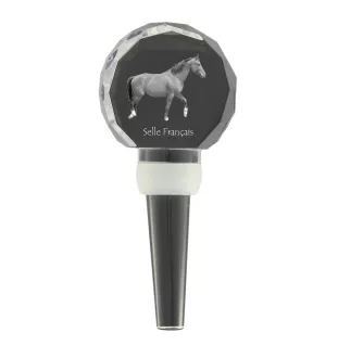 Selle Francais - Crystal bottle stopper with horse, unique wine stopper with photo, personalised gift for sommelier by Art-Dog brand